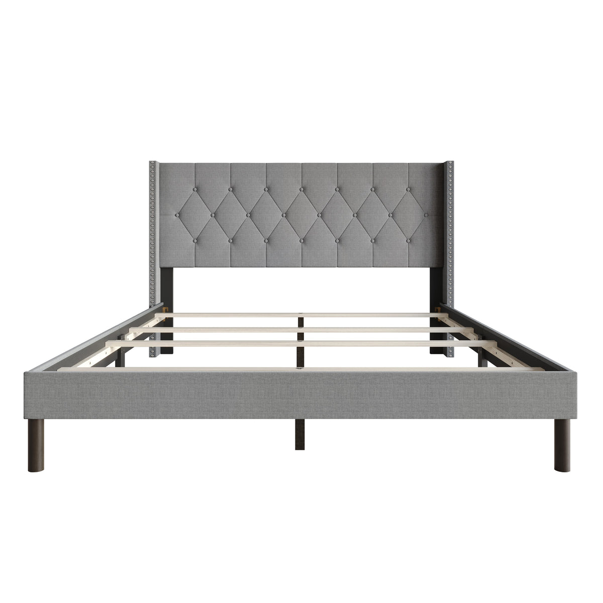 Home Design Cicero Tufted Upholstered Wingback Panel Bed Frame