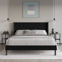 Home Design Cicero Tufted Upholstered Wingback Panel Bed Frame