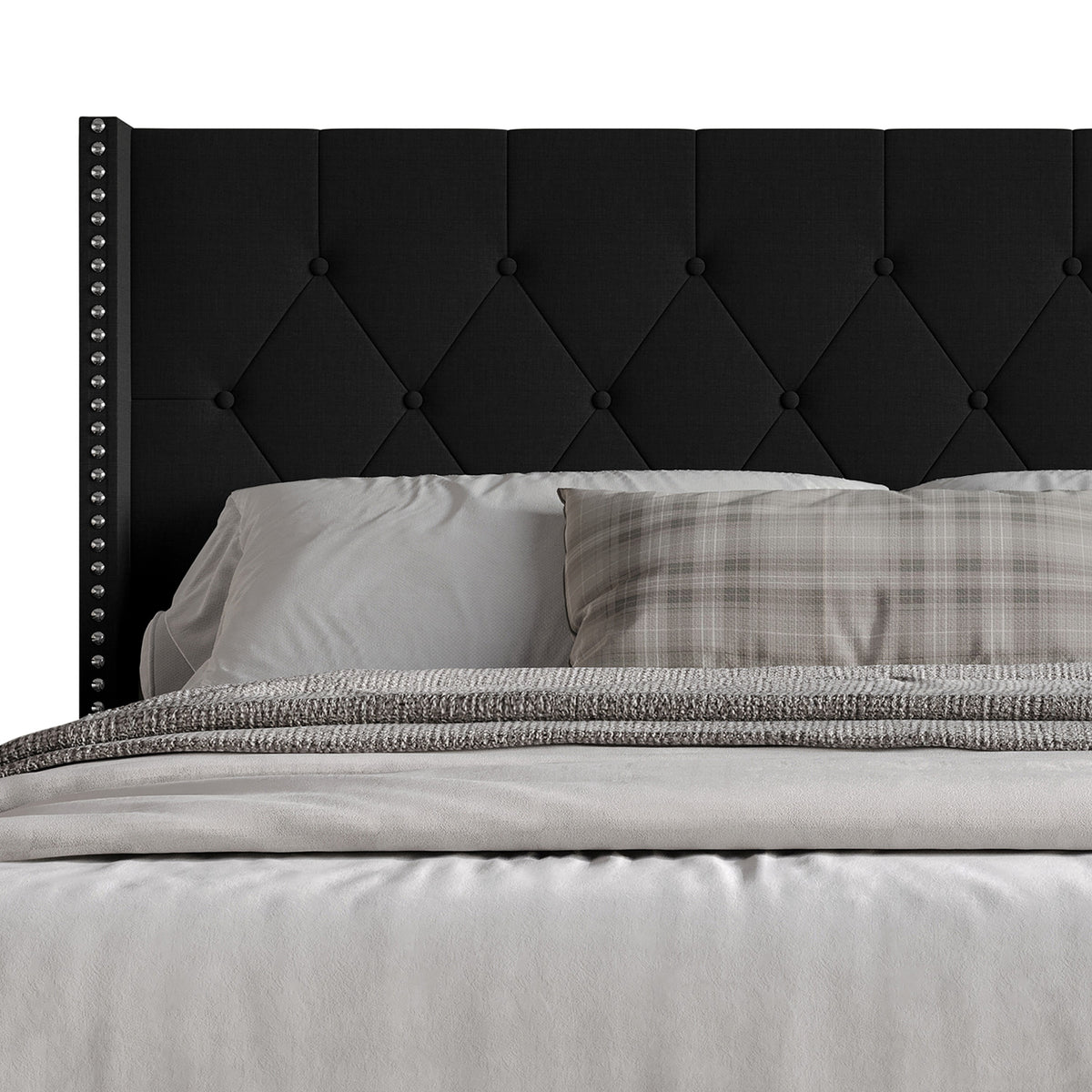 Home Design Cicero Tufted Upholstered Wingback Panel Bed Frame