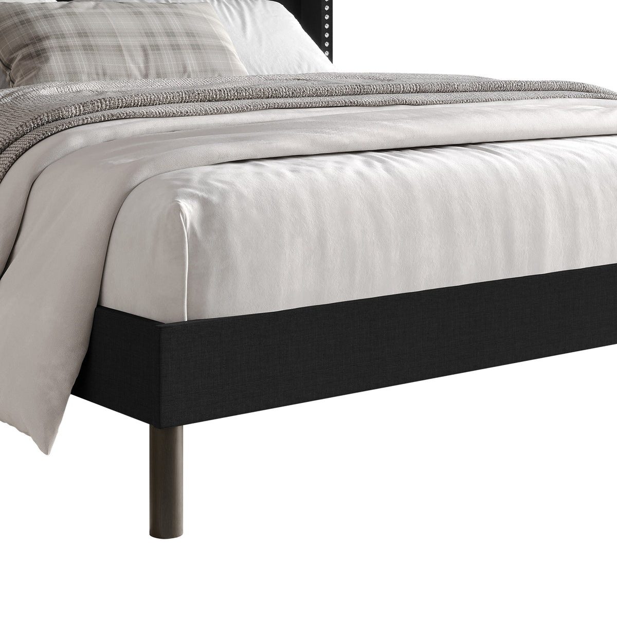 Home Design Cicero Tufted Upholstered Wingback Panel Bed Frame
