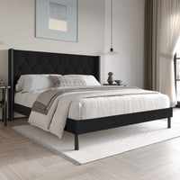 Home Design Cicero Tufted Upholstered Wingback Panel Bed Frame