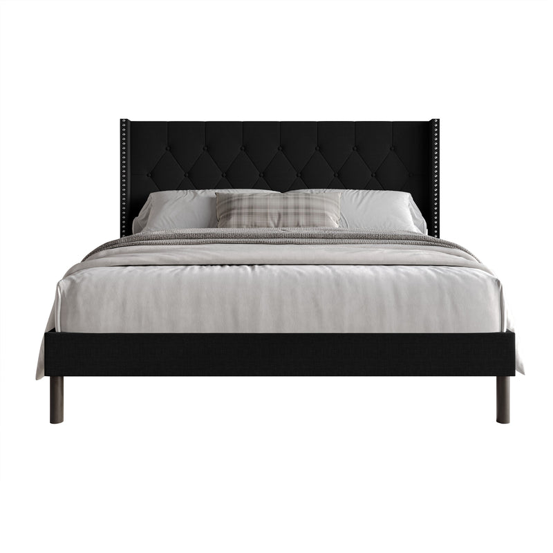 Home Design Cicero Tufted Upholstered Wingback Panel Bed Frame