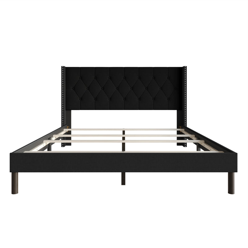 Home Design Cicero Tufted Upholstered Wingback Panel Bed Frame