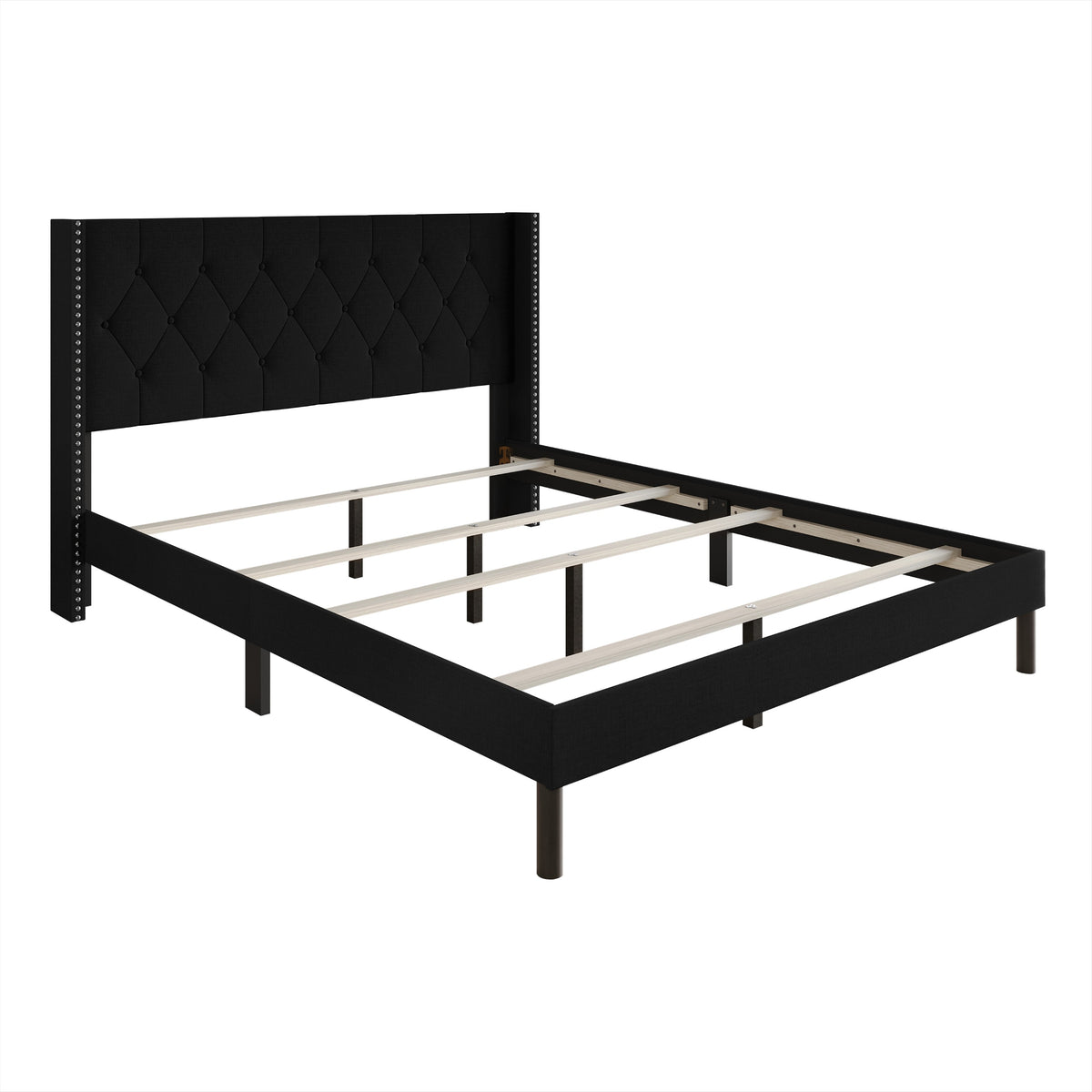 Home Design Cicero Tufted Upholstered Wingback Panel Bed Frame