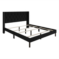 Home Design Cicero Tufted Upholstered Wingback Panel Bed Frame