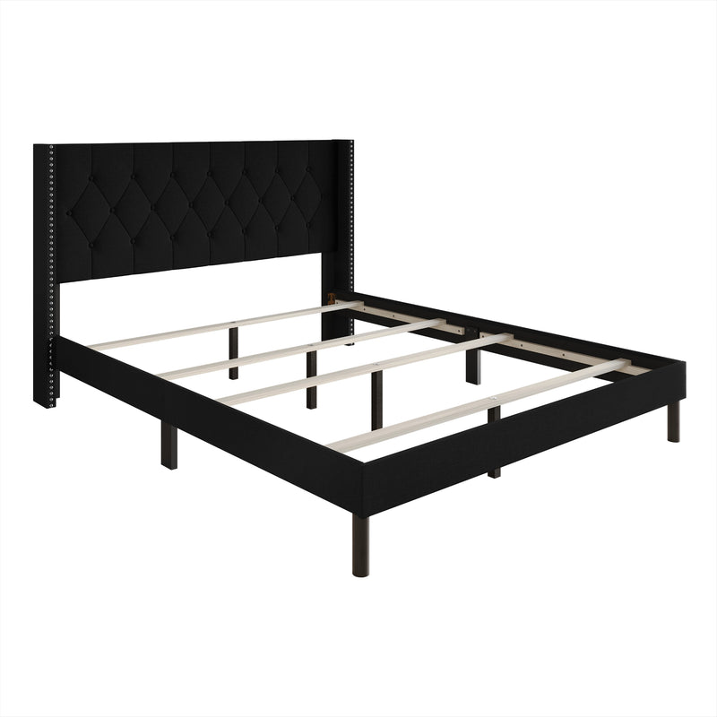 Home Design Cicero Tufted Upholstered Wingback Panel Bed Frame