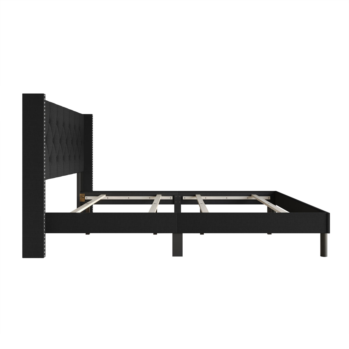 Home Design Cicero Tufted Upholstered Wingback Panel Bed Frame