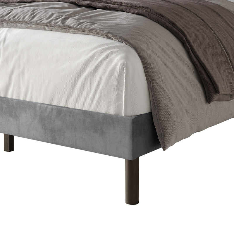 Home Design Herrin Tufted Luxurious Velvet Upholstered Wingback Panel Bed Frame for Adult, Easy Assembly