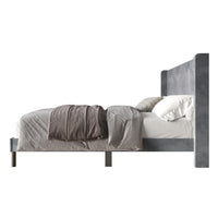 Home Design Herrin Tufted Luxurious Velvet Upholstered Wingback Panel Bed Frame for Adult, Easy Assembly