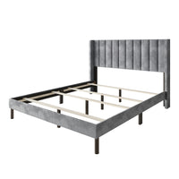 Home Design Herrin Tufted Luxurious Velvet Upholstered Wingback Panel Bed Frame for Adult, Easy Assembly