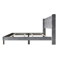 Home Design Herrin Tufted Luxurious Velvet Upholstered Wingback Panel Bed Frame for Adult, Easy Assembly