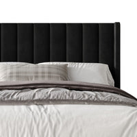 Home Design Herrin Tufted Luxurious Velvet Upholstered Wingback Panel Bed Frame for Adult, Easy Assembly