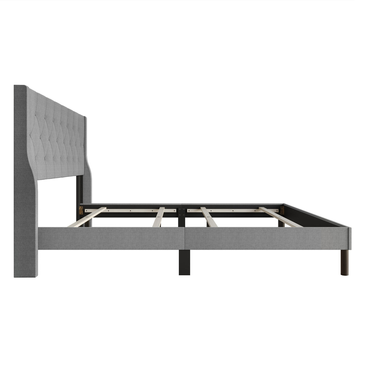 Home Design Oregon Button-Tufted Upholstered Wingback Panel Bed Frame for Adult, Easy Assembly