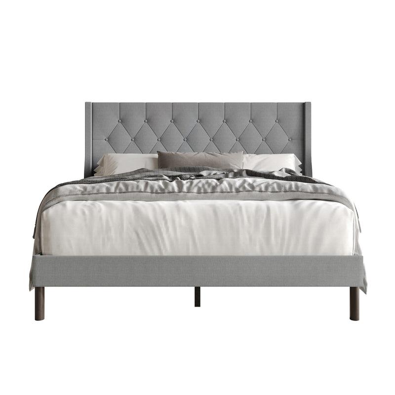 Home Design Oregon Button-Tufted Upholstered Wingback Panel Bed Frame for Adult, Easy Assembly