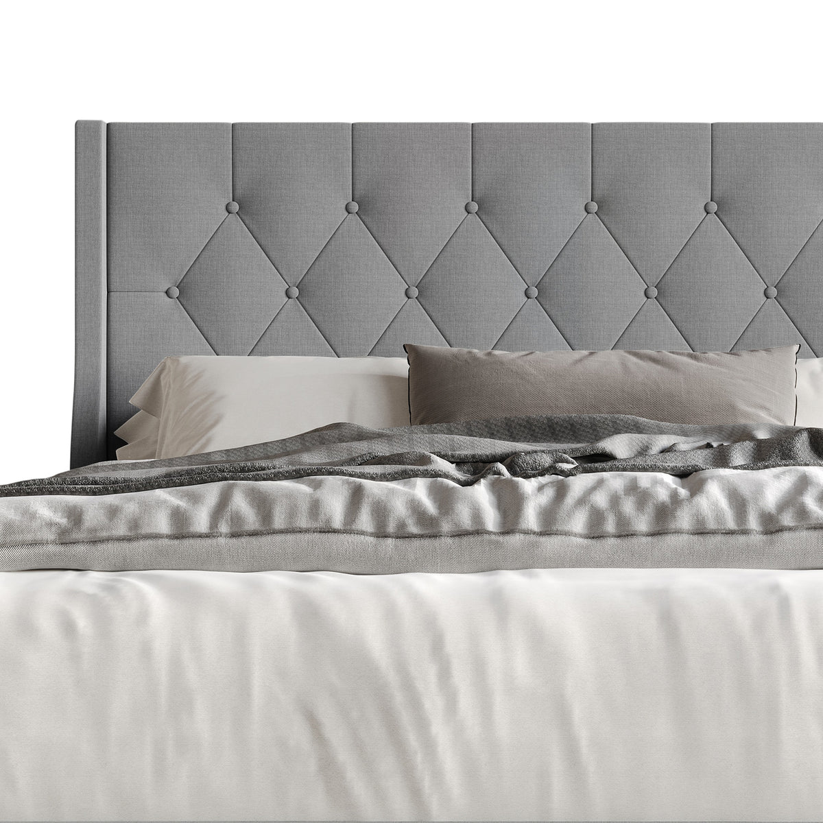 Home Design Oregon Button-Tufted Upholstered Wingback Panel Bed Frame for Adult, Easy Assembly