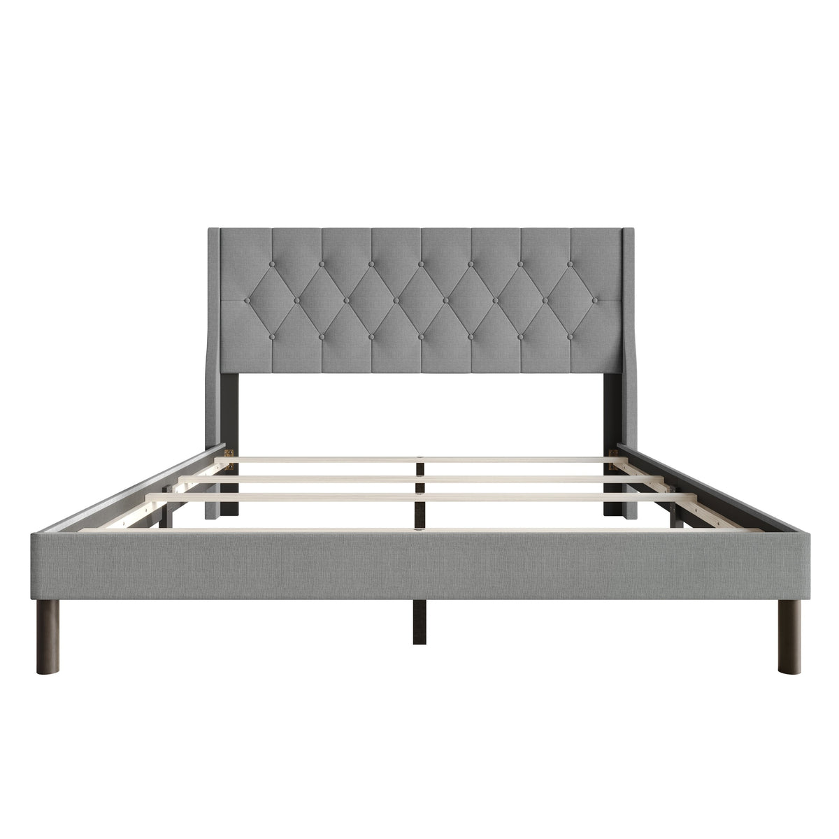 Home Design Oregon Button-Tufted Upholstered Wingback Panel Bed Frame for Adult, Easy Assembly