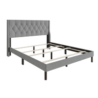 Home Design Oregon Button-Tufted Upholstered Wingback Panel Bed Frame for Adult, Easy Assembly