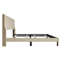 Home Design Oregon Button-Tufted Upholstered Wingback Panel Bed Frame for Adult, Easy Assembly