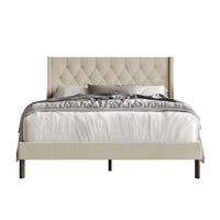 Home Design Oregon Button-Tufted Upholstered Wingback Panel Bed Frame for Adult, Easy Assembly