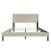 Home Design Oregon Button-Tufted Upholstered Wingback Panel Bed Frame for Adult, Easy Assembly