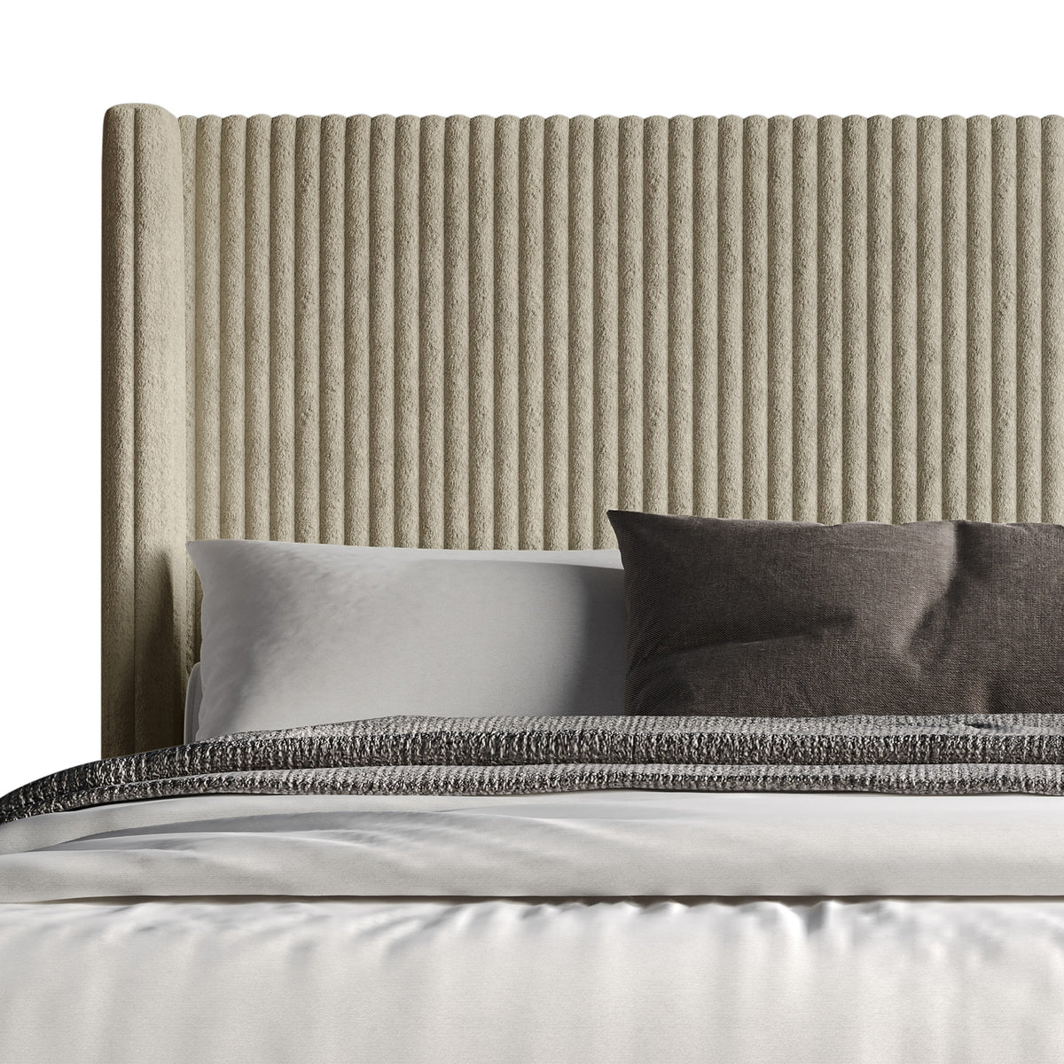 Home Design Duluth Corduroy Velvet Upholstered Platform Bed Frame with Wingback Headboard for Adult, Easy Assembly