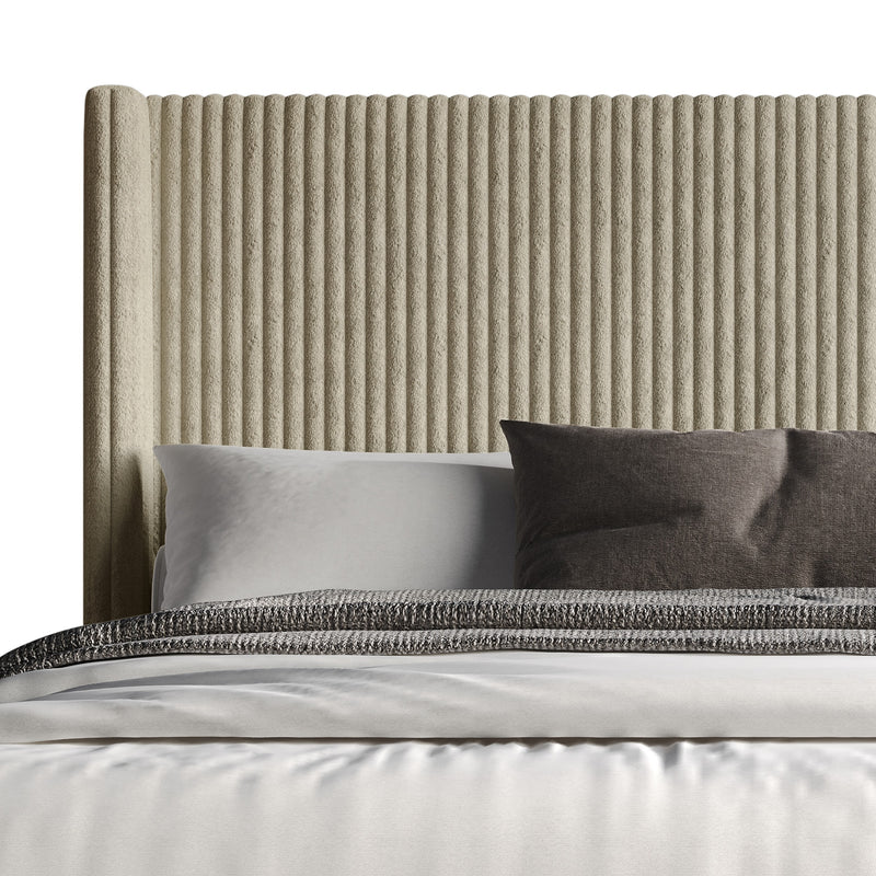 Home Design Duluth Corduroy Velvet Upholstered Platform Bed Frame with Wingback Headboard for Adult, Easy Assembly