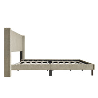 Home Design Duluth Corduroy Velvet Upholstered Platform Bed Frame with Wingback Headboard for Adult, Easy Assembly