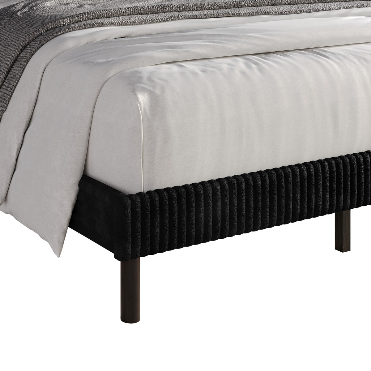 Home Design Duluth Corduroy Velvet Upholstered Platform Bed Frame with Wingback Headboard for Adult, Easy Assembly