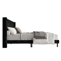 Home Design Duluth Corduroy Velvet Upholstered Platform Bed Frame with Wingback Headboard for Adult, Easy Assembly