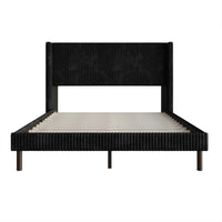 Home Design Duluth Corduroy Velvet Upholstered Platform Bed Frame with Wingback Headboard for Adult, Easy Assembly