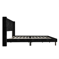 Home Design Duluth Corduroy Velvet Upholstered Platform Bed Frame with Wingback Headboard for Adult, Easy Assembly