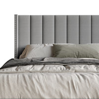 Home Design Odessa Linen Upholstered Wingback Panel Bed Frame for Adult, Easy Assembly