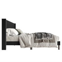 Home Design Odessa Linen Upholstered Wingback Panel Bed Frame for Adult, Easy Assembly