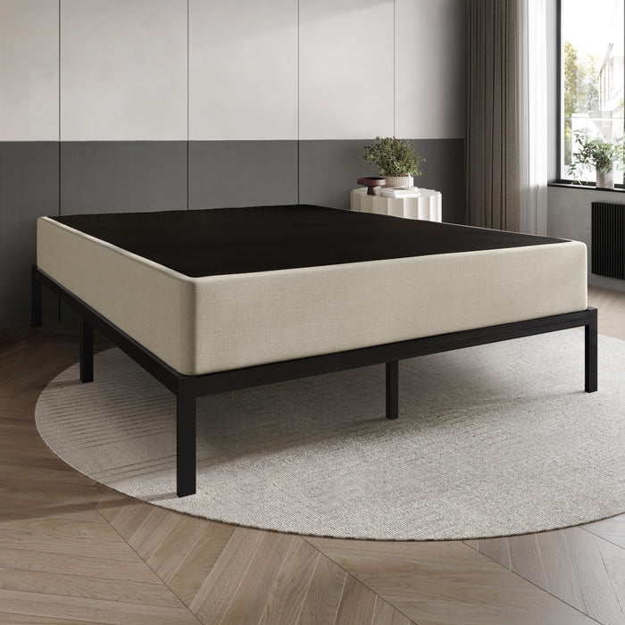 Home Design Warren Metal Box Spring, Black/ Warm Gray, Easy Assemble