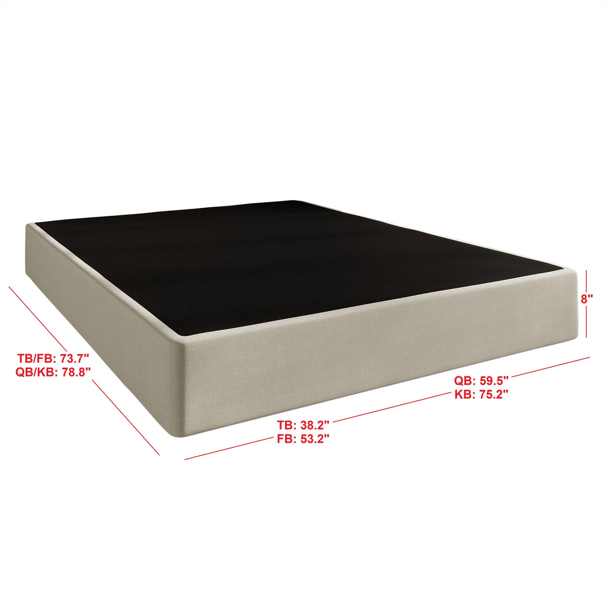 Home Design Warren Metal Box Spring, Black/ Warm Gray, Easy Assemble