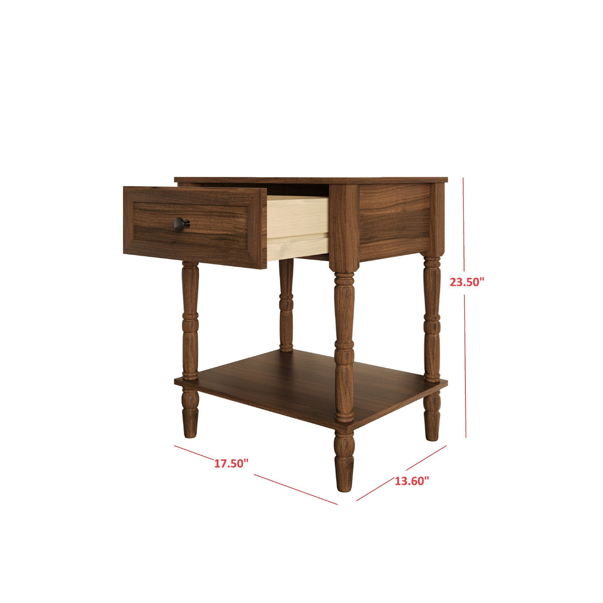 Home Design Rumford 1-Drawer Nightstand for Adult, Modern Bedside Table with Storage
