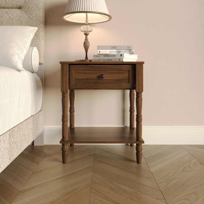 Home Design Rumford 1-Drawer Nightstand for Adult, Modern Bedside Table with Storage