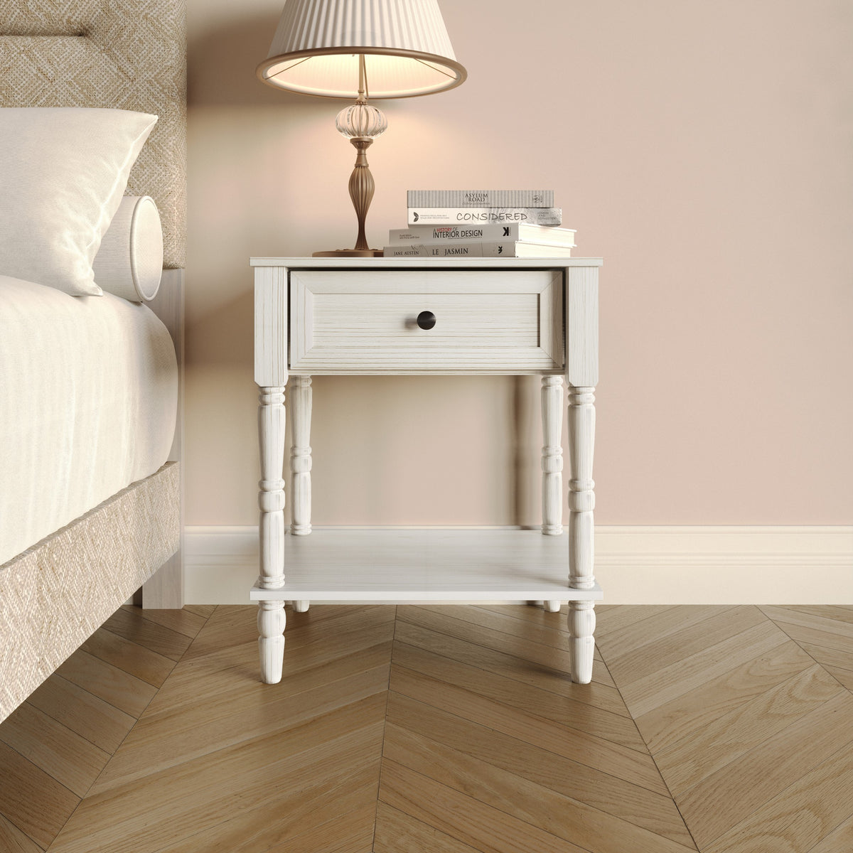 Rumford 1-Drawer Nightstand for Adult, Modern Bedside Table with Storage