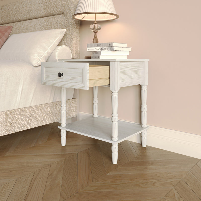 Home Design Rumford 1-Drawer Nightstand for Adult, Modern Bedside Table with Storage