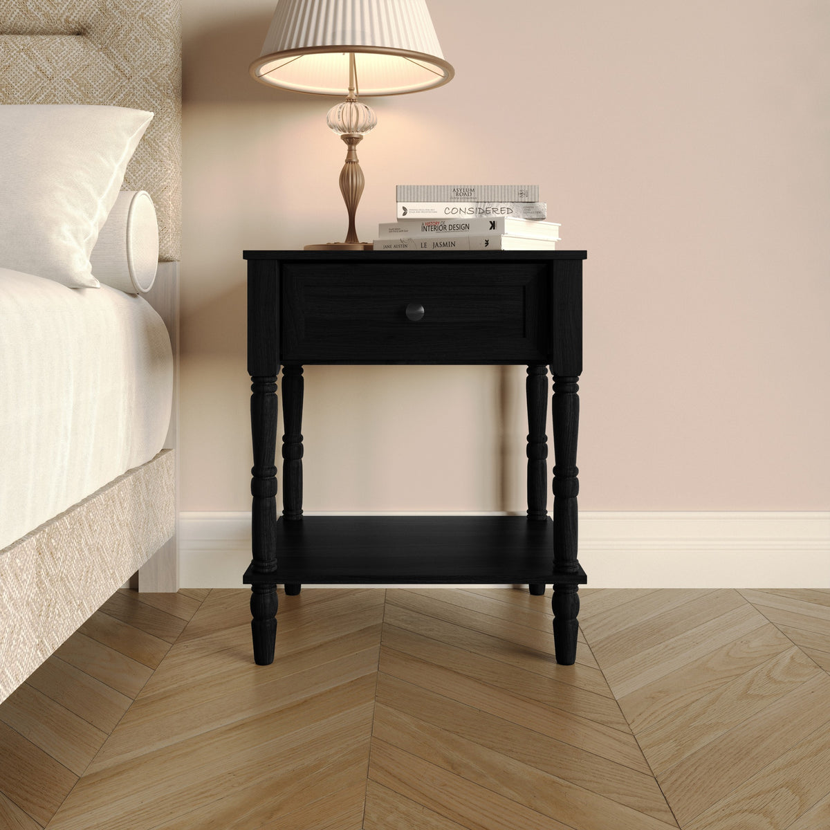Rumford 1-Drawer Nightstand for Adult, Modern Bedside Table with Storage