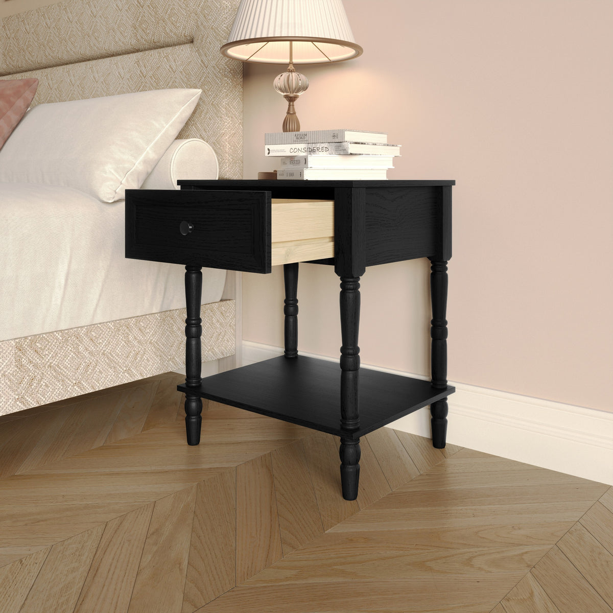 Rumford 1-Drawer Nightstand for Adult, Modern Bedside Table with Storage