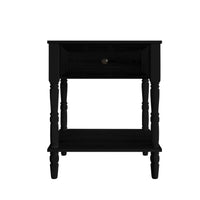 Ruston 1 Drawer Nightstand Set of 2 with Vintage-Inspired Detailing and Turned Legs, Rich Woodgrain