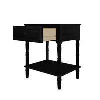 Ruston 1 Drawer Nightstand Set of 2 with Vintage-Inspired Detailing and Turned Legs, Rich Woodgrain