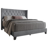 Home Design Monroe Tufted Upholstered Wingback Panel Bed Frame