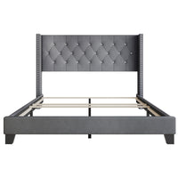 Home Design Monroe Tufted Upholstered Wingback Panel Bed Frame