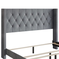 Home Design Monroe Tufted Upholstered Wingback Panel Bed Frame