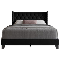 Home Design Monroe Tufted Upholstered Wingback Panel Bed Frame