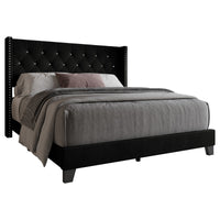 Home Design Monroe Tufted Upholstered Wingback Panel Bed Frame
