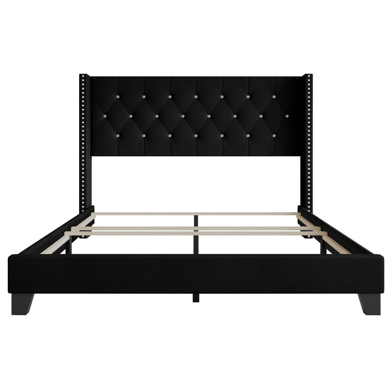Home Design Monroe Tufted Upholstered Wingback Panel Bed Frame