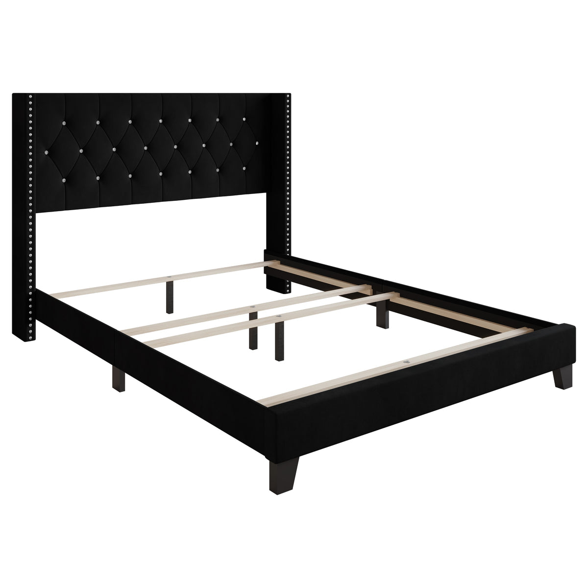 Home Design Monroe Tufted Upholstered Wingback Panel Bed Frame